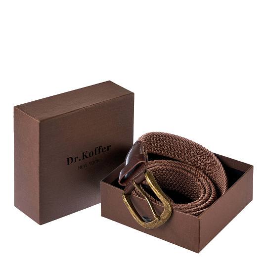 Ремень Dr.Koffer из натуральной кожи и текстиля коричневый