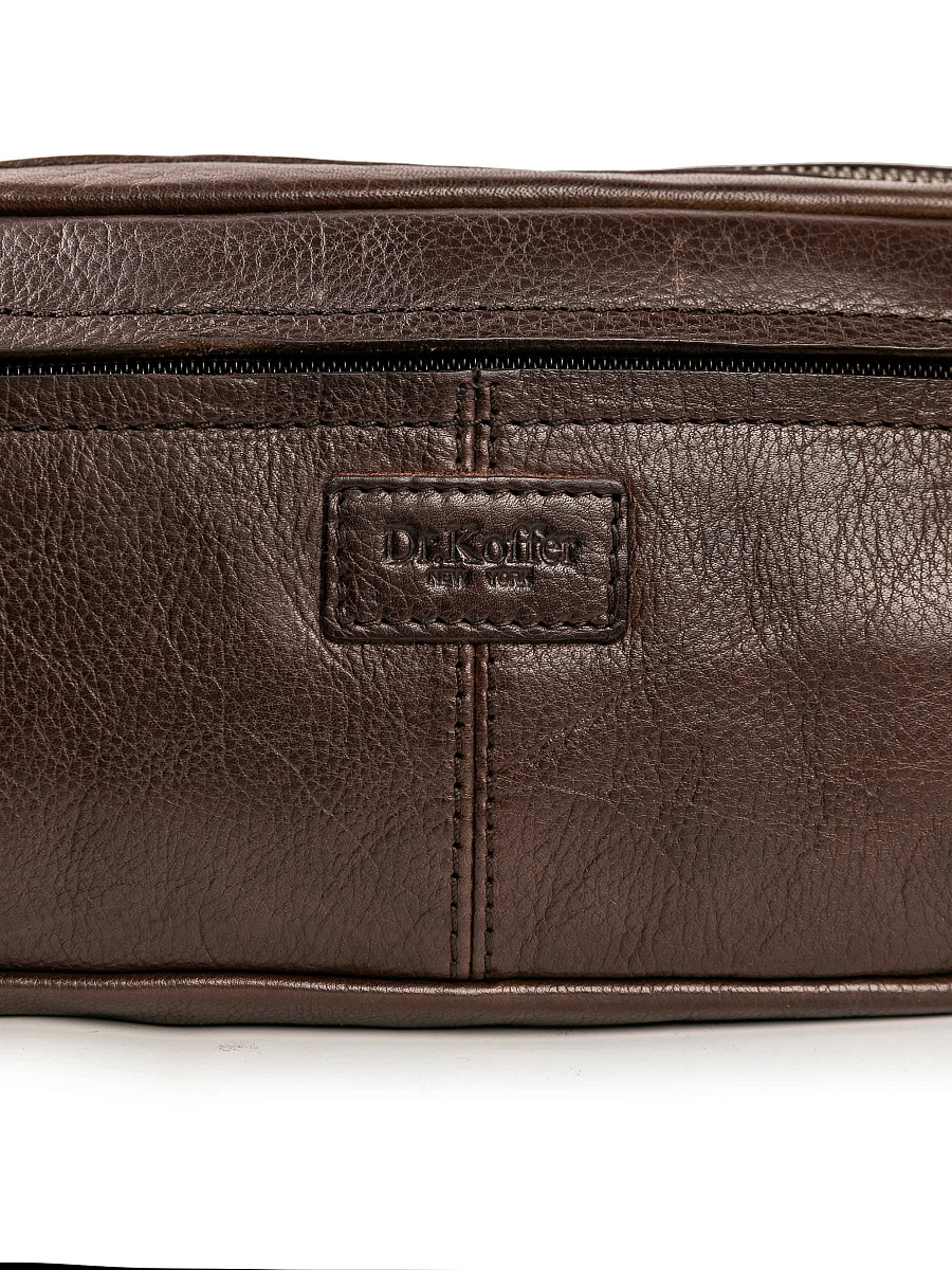 Сумка на пояс Dr. Koffer из натуральной кожи коричневая