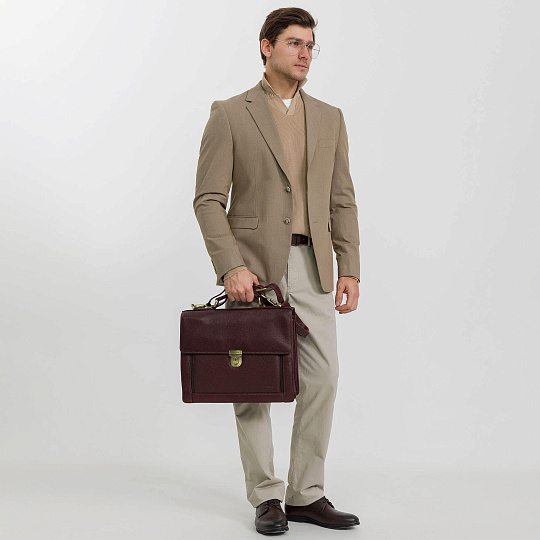 Портфель Dr.Koffer из натуральной кожи темно-коричневый