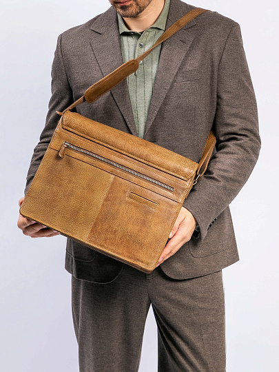 Сумка через плечо Dr. Koffer из натуральной кожи коричневая