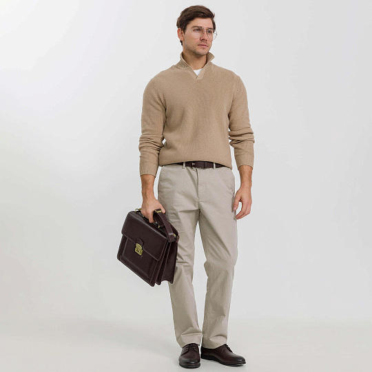 Портфель Dr.Koffer из натуральной кожи темно-коричневый