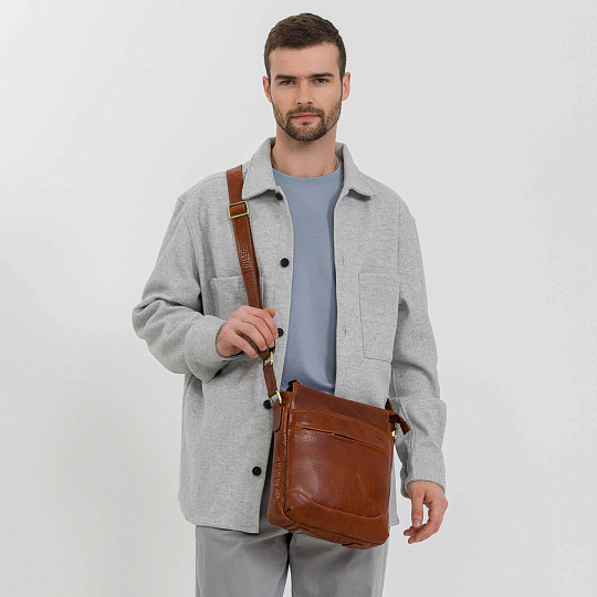 Сумка через плечо Dr.Koffer из натуральной кожи коричневая