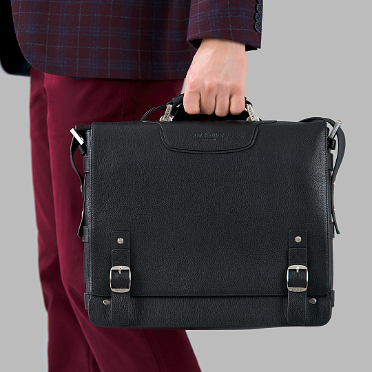 Портфель Dr.Koffer из натуральной кожи черный