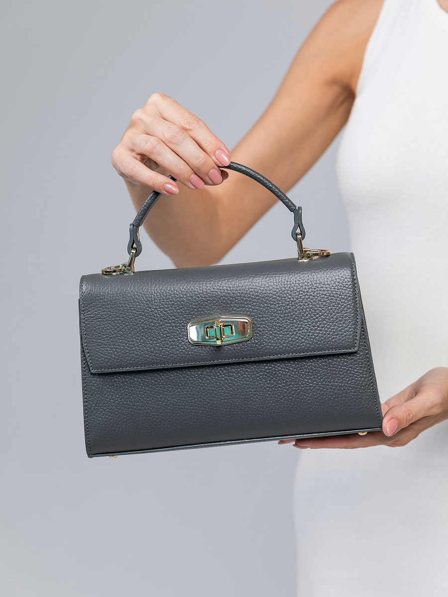 Женская сумка Dr.Koffer из натуральной кожи темно-серая