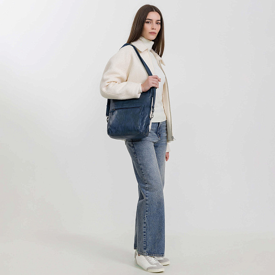 Сумка через плечо Dr.Koffer из натуральной кожи синяя