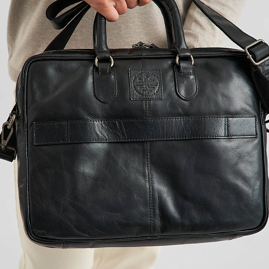 Деловая сумка Dr.Koffer из натуральной кожи черная