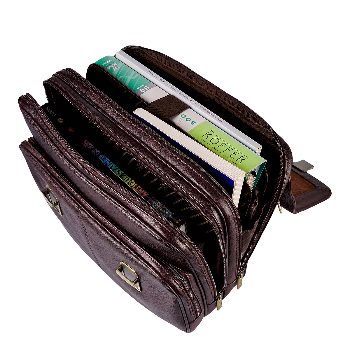 Портфель Dr.Koffer из натуральной кожи темно-коричневый
