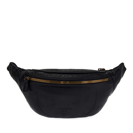 Сумка на пояс Dr.Koffer из натуральной кожи черная