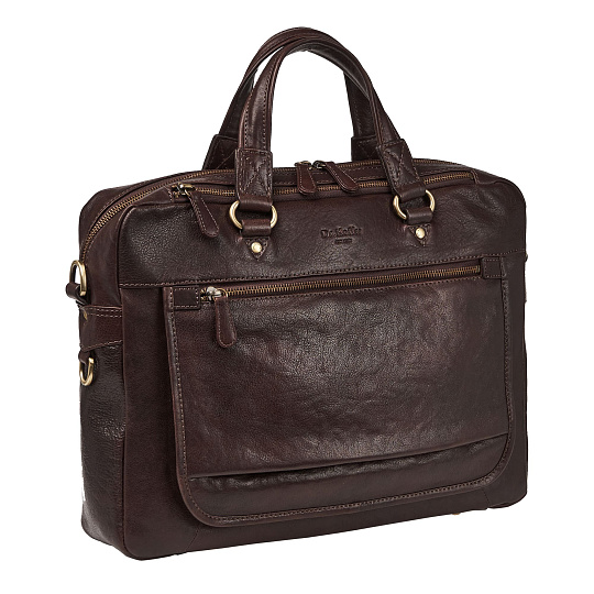 Деловая сумка Dr.Koffer из натуральной кожи темно-коричневая
