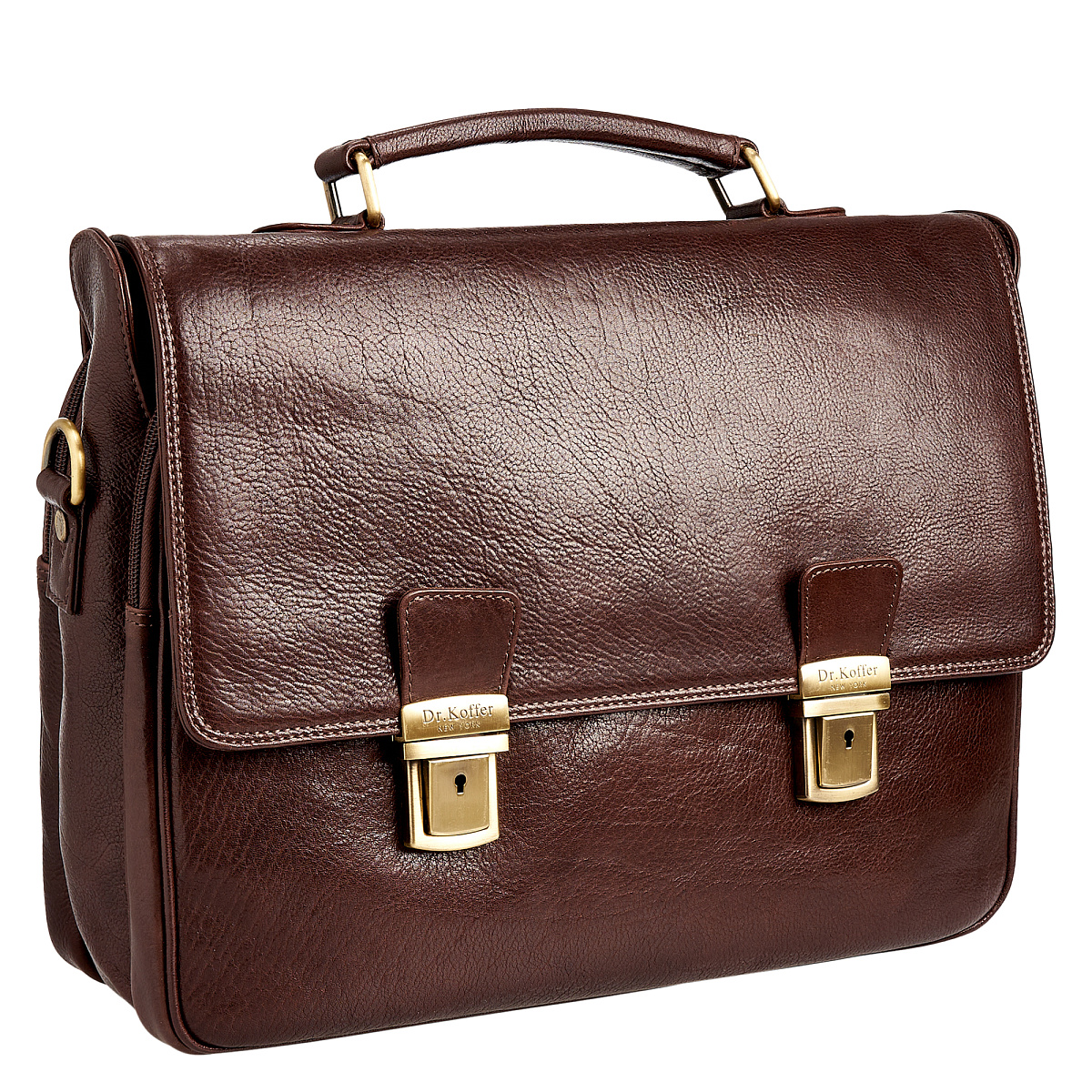 Портфель Dr.Koffer из натуральной кожи темно-коричневый