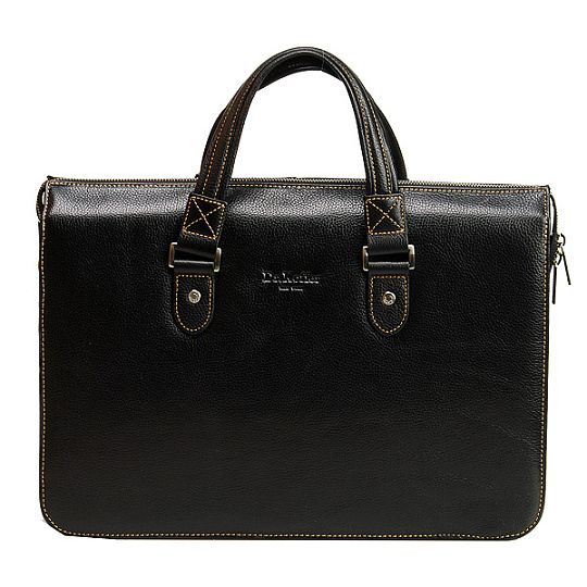 Деловая сумка Dr.Koffer из натуральной кожи черная