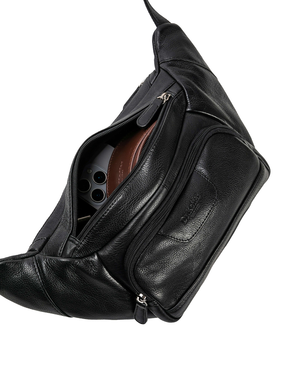 Сумка на пояс Dr. Koffer из натуральной кожи черная