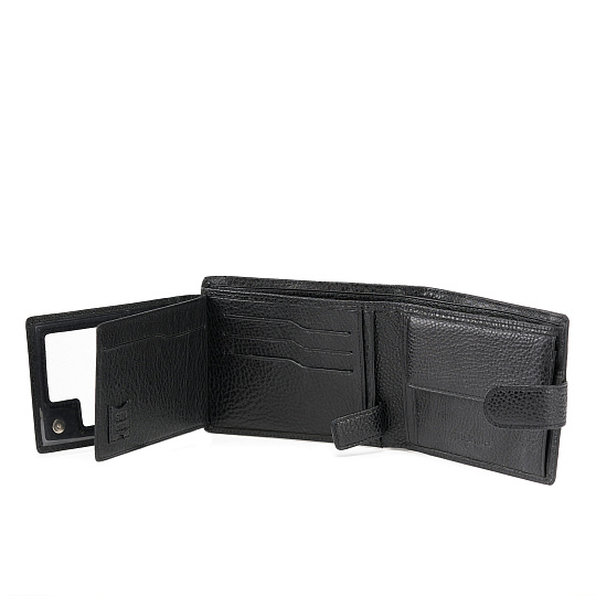 Вместительное кожаное портмоне с множеством отделений (черного цвета)  Dr.Koffer X510310-02-04
