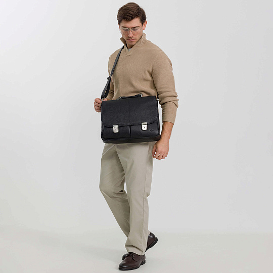 Портфель Dr.Koffer из натуральной кожи черный