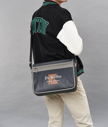 Деловая сумка Dr.Koffer из натуральной кожи синяя