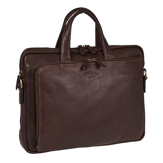 Деловая сумка Dr.Koffer из натуральной кожи темно-коричневая