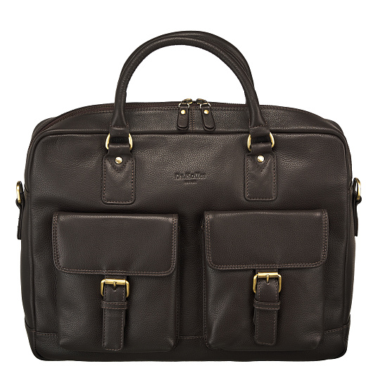 Деловая сумка Dr.Koffer из натуральной кожи темно-коричневая