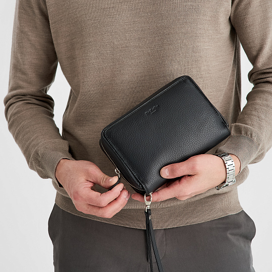 Сумка барсетка из натуральной кожи Dr. Koffer черная