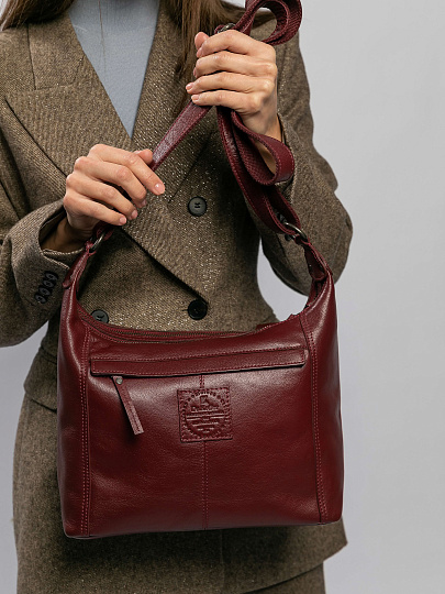 Сумка через плечо Dr.Koffer из натуральной кожи бордовая