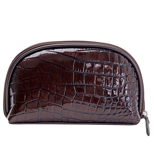 Оригинальная темно-коричневая косметичка из лакированной кожи Dr.Koffer X510220-24-09