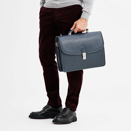 Портфель Dr.Koffer из натуральной кожи синий