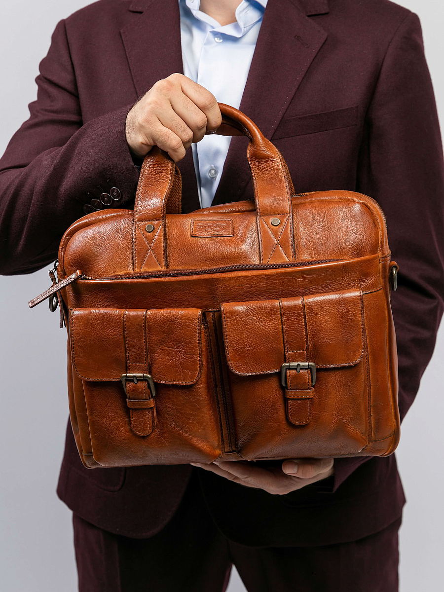 Деловая сумка Dr.Koffer из натуральной кожи коричневая