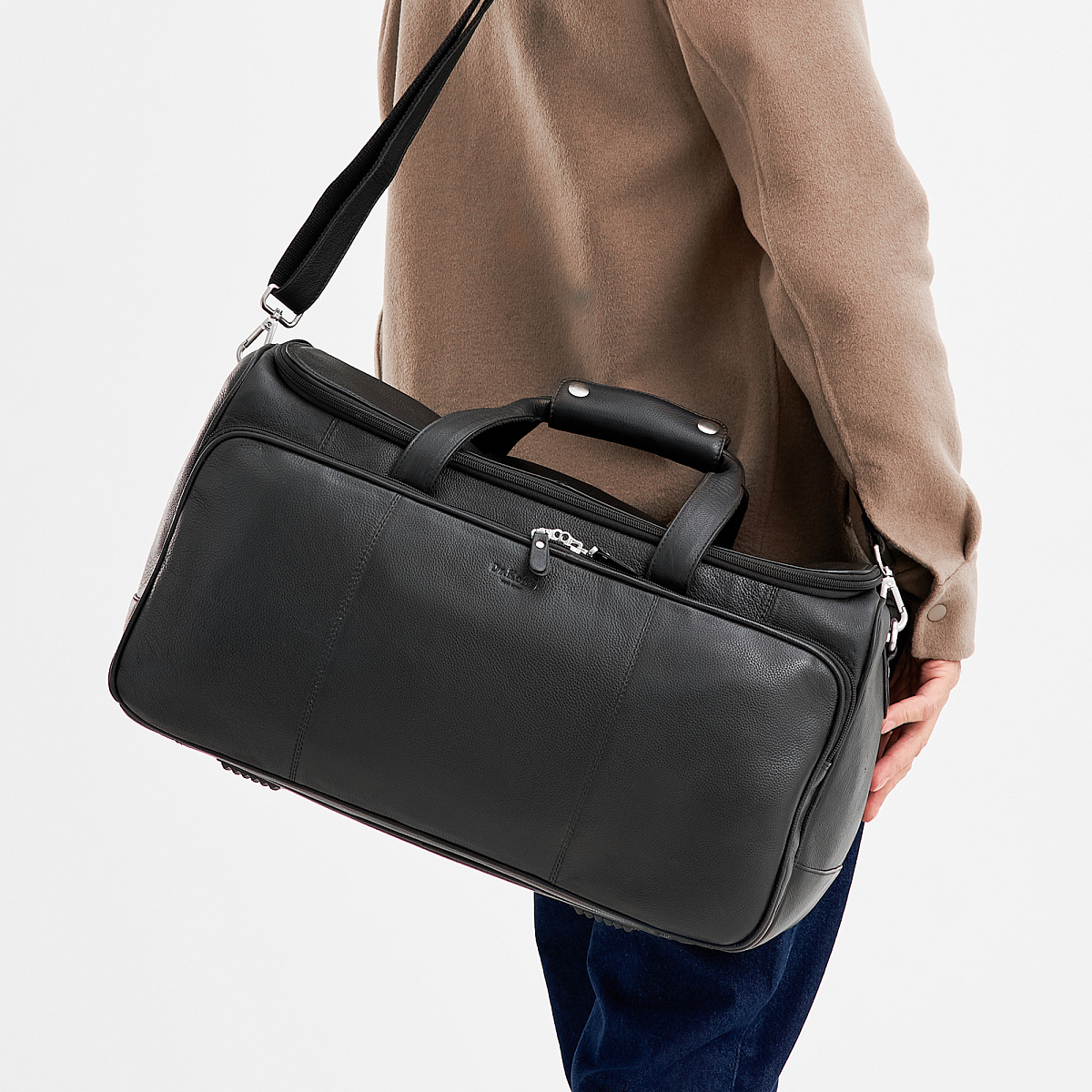 Сумка дорожная Dr.Koffer из натуральной кожи черная