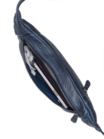 Сумка на пояс Dr. Koffer из натуральной кожи синяя