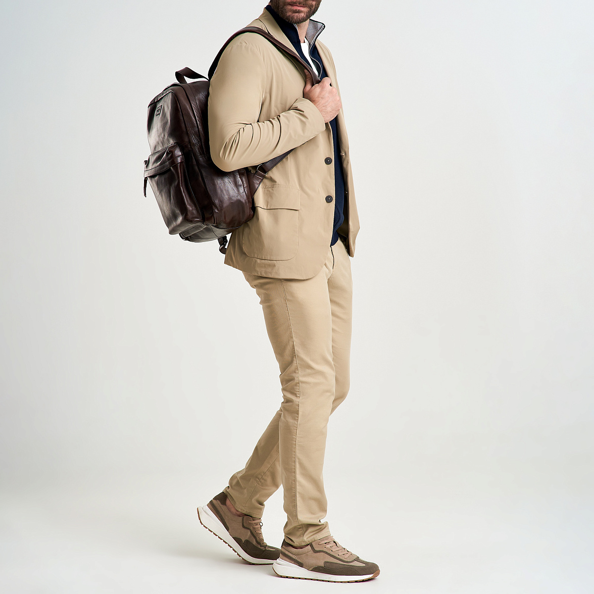 Рюкзак Dr.Koffer из натуральной кожи темно-коричневый