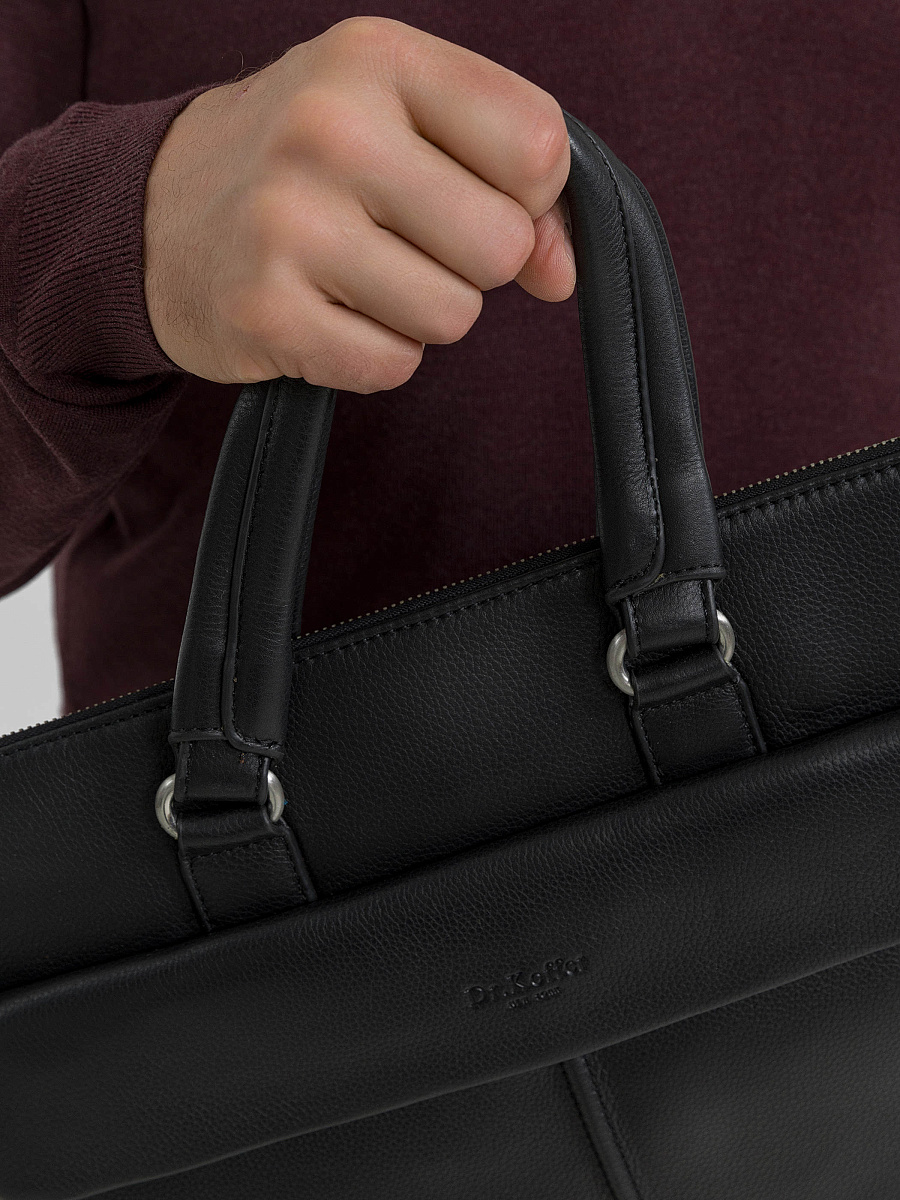 Деловая сумка Dr.Koffer из натуральной кожи черная
