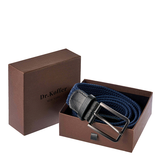 Ремень Dr.Koffer из натуральной кожи и текстиля синий