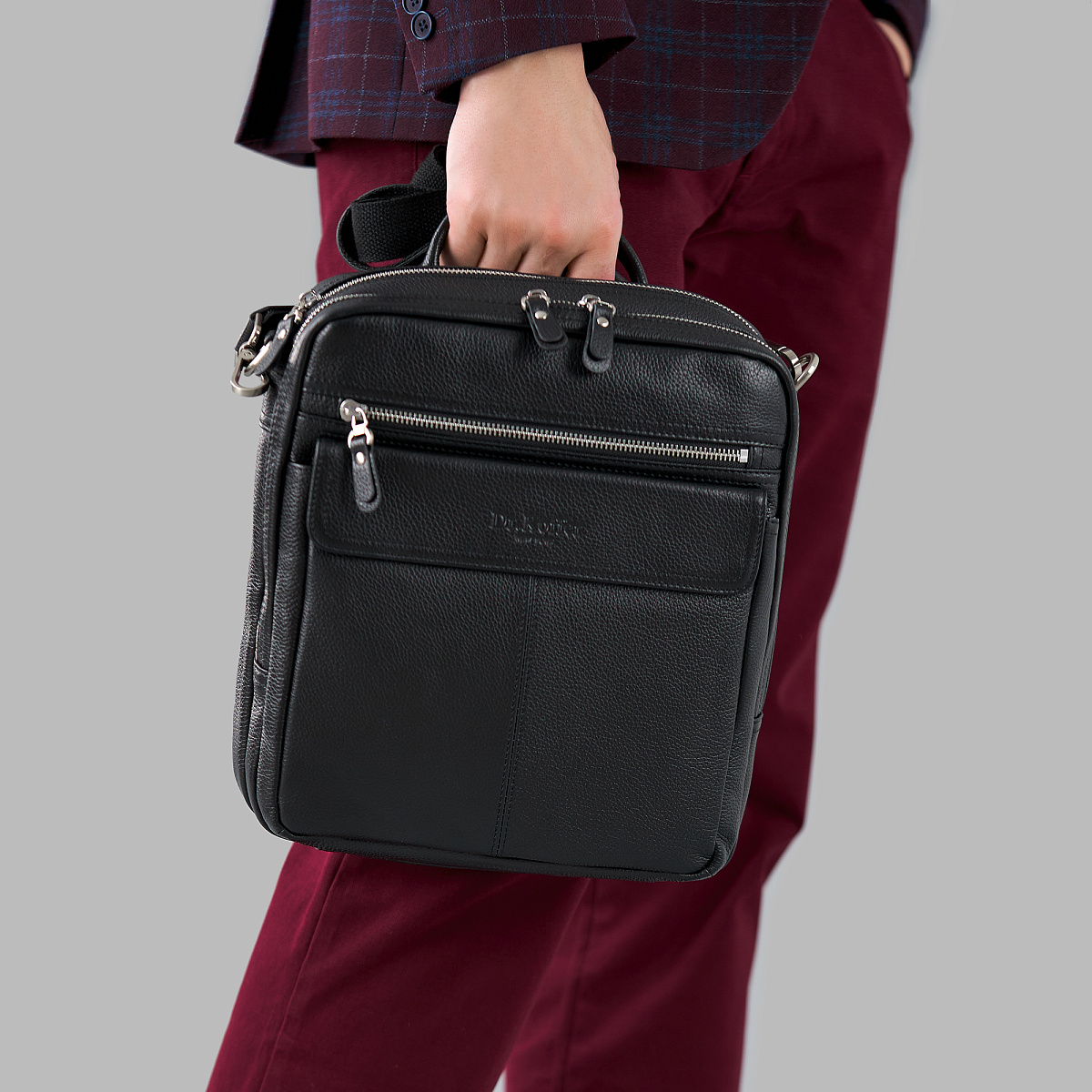 Сумка через плечо Dr.Koffer из натуральной кожи черная