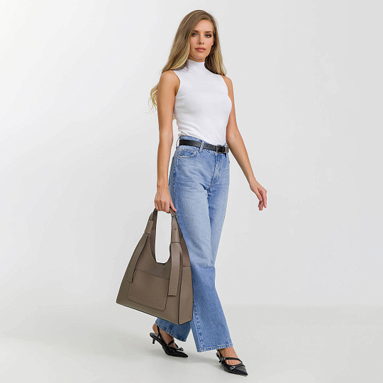 Женская сумка Dr. Koffer из натуральной кожи бежевая