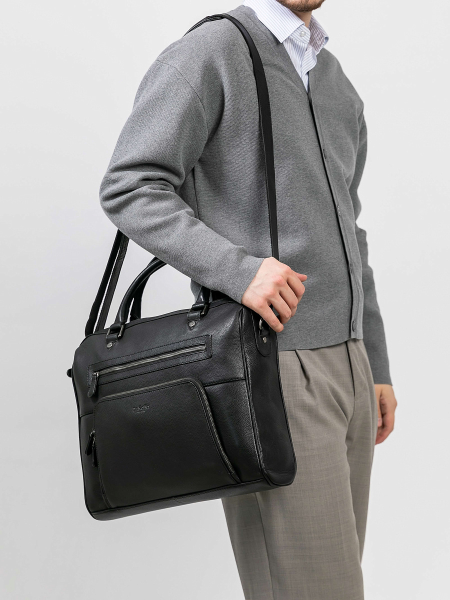 Деловая сумка Dr.Koffer из натуральной кожи черная