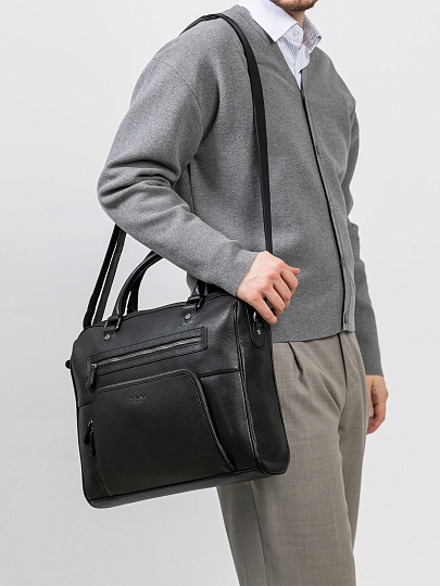Деловая сумка Dr.Koffer из натуральной кожи черная