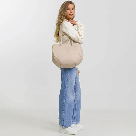 Женская сумка Dr. Koffer из натуральной кожи бежевая