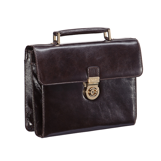 Портфель Dr.Koffer из натуральной кожи темно-коричневый