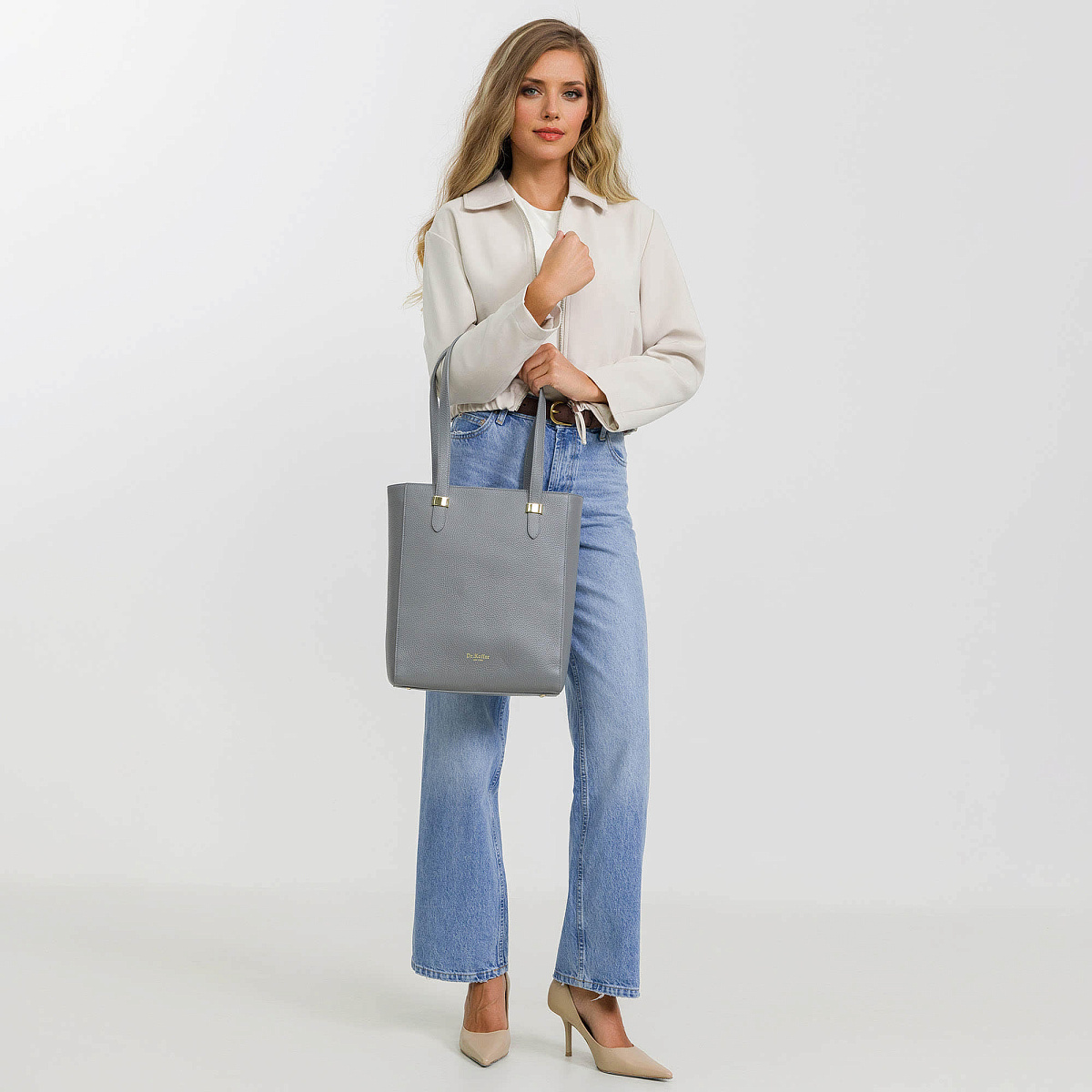 Женская сумка  Dr. Koffer из натуральной кожи серая