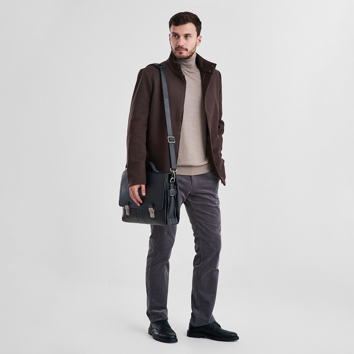 Портфель Dr.Koffer из натуральной кожи черный