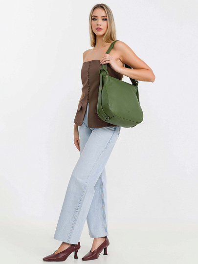 Женская сумка Dr.Koffer из натуральной кожи зеленая