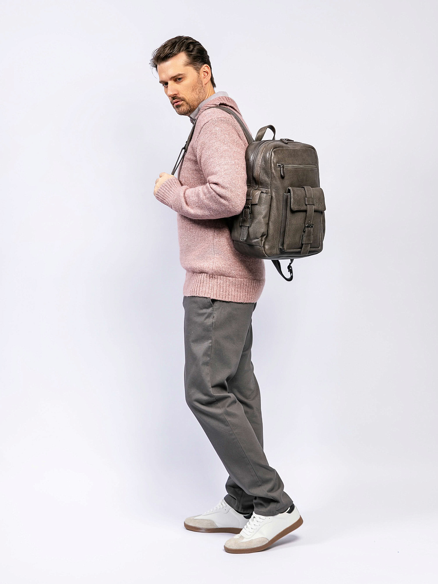 Рюкзак Dr. Koffer из натуральной кожи серый