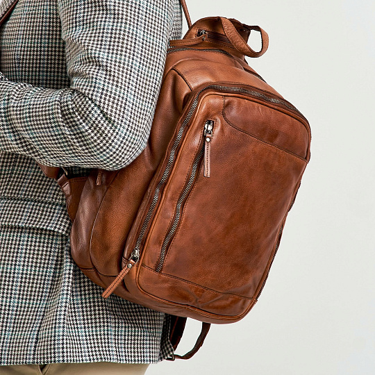 Рюкзак Dr.Koffer из натуральной кожи светло-коричневый