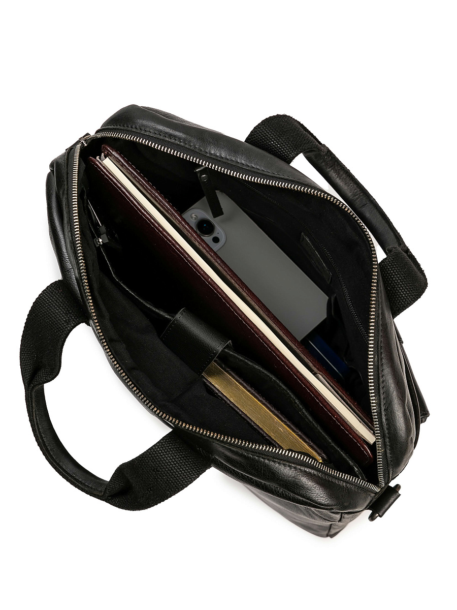 Деловая сумка Dr.Koffer из натуральной кожи черная