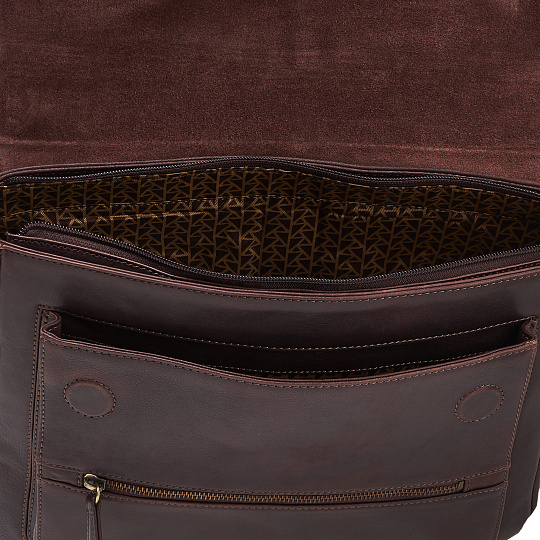 Деловая сумка Dr.Koffer из натуральной кожи темно-коричневая