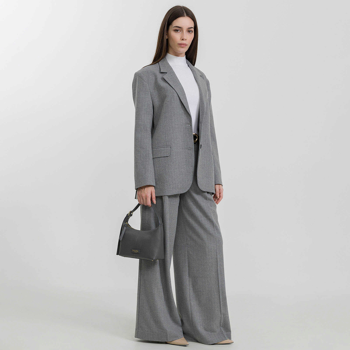 Женская сумка  Dr. Koffer из натуральной кожи серая