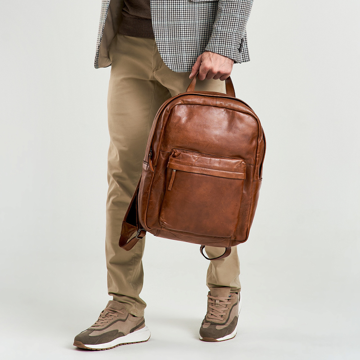 Рюкзак Dr.Koffer из натуральной кожи светло-коричневый