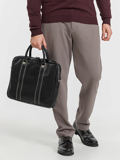 Деловая сумка Dr.Koffer из натуральной кожи черная