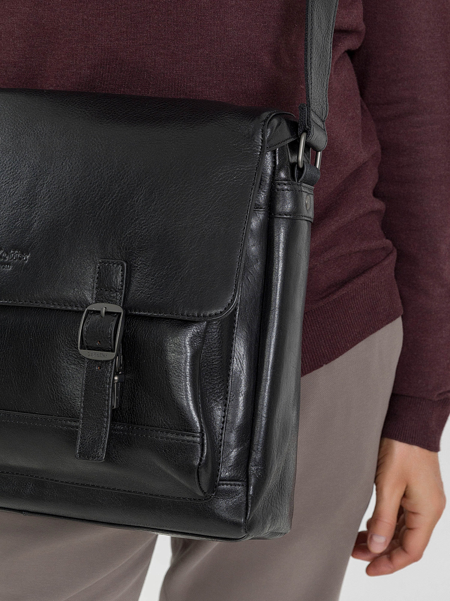 Деловая сумка Dr.Koffer из натуральной кожи черная