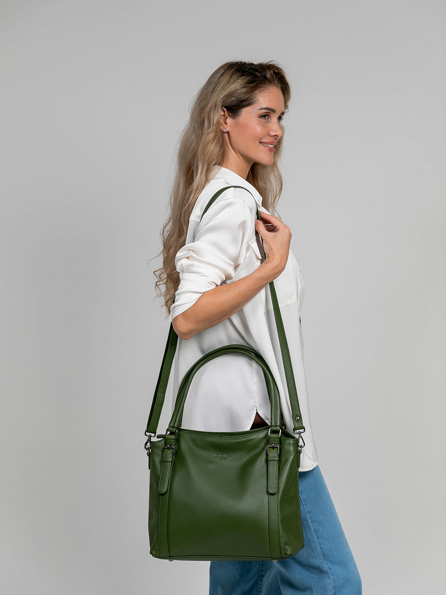 Женская сумка Dr.Koffer из натуральной кожи зеленая