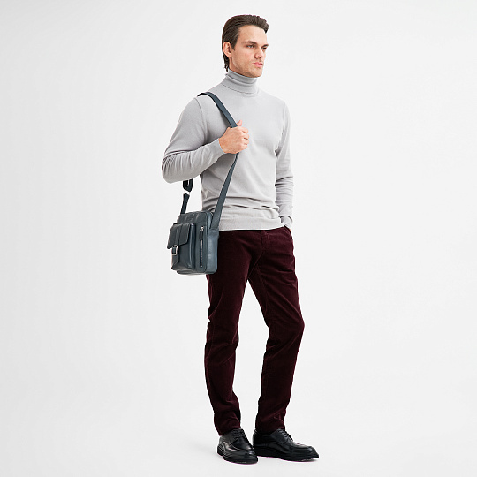 Сумка через плечо Dr.Koffer из натуральной кожи синяя